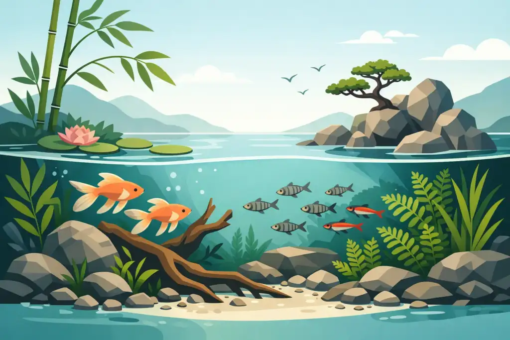 Aquário biótopo asiático: ideias que resultam