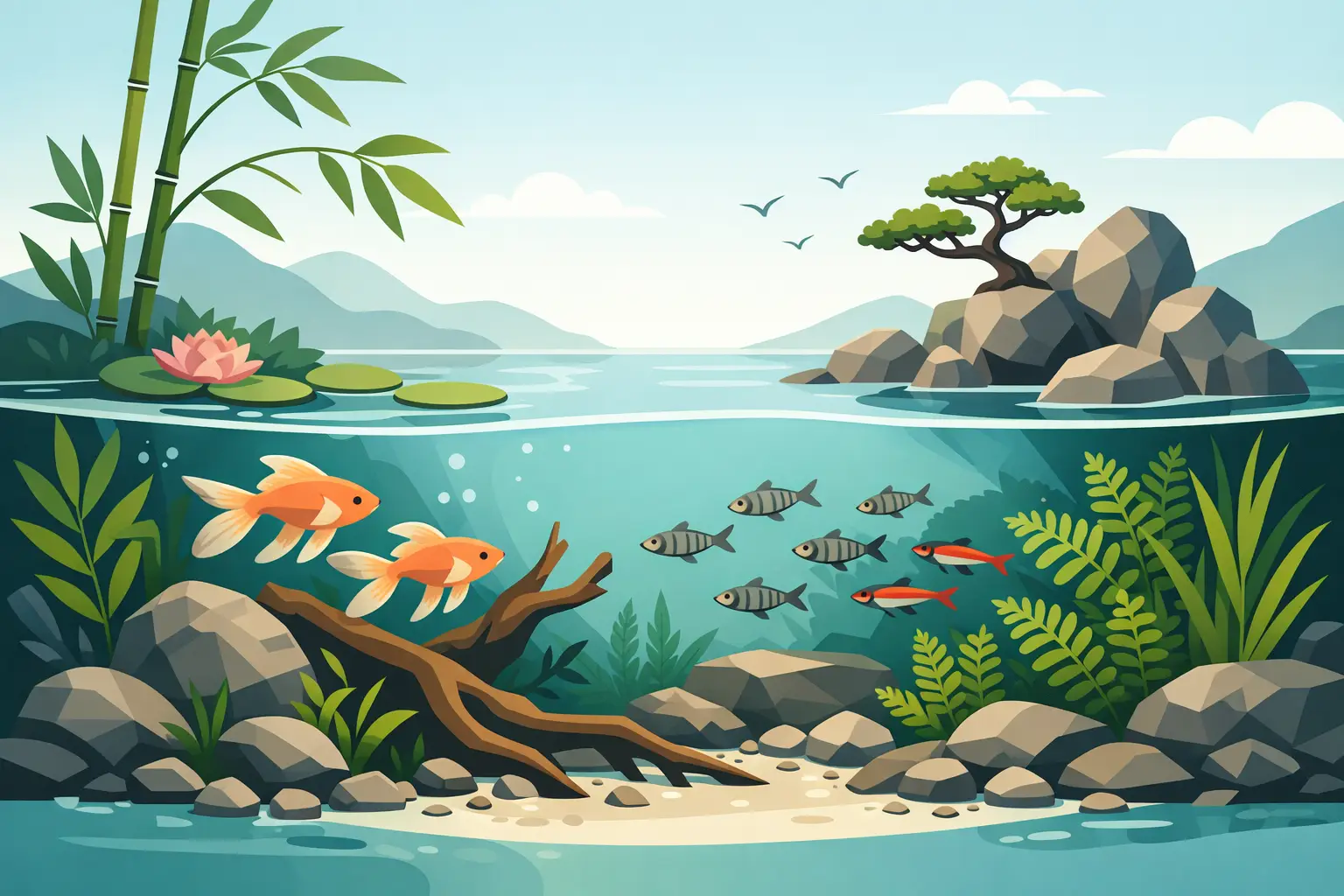 Aquário biótopo asiático: ideias que resultam