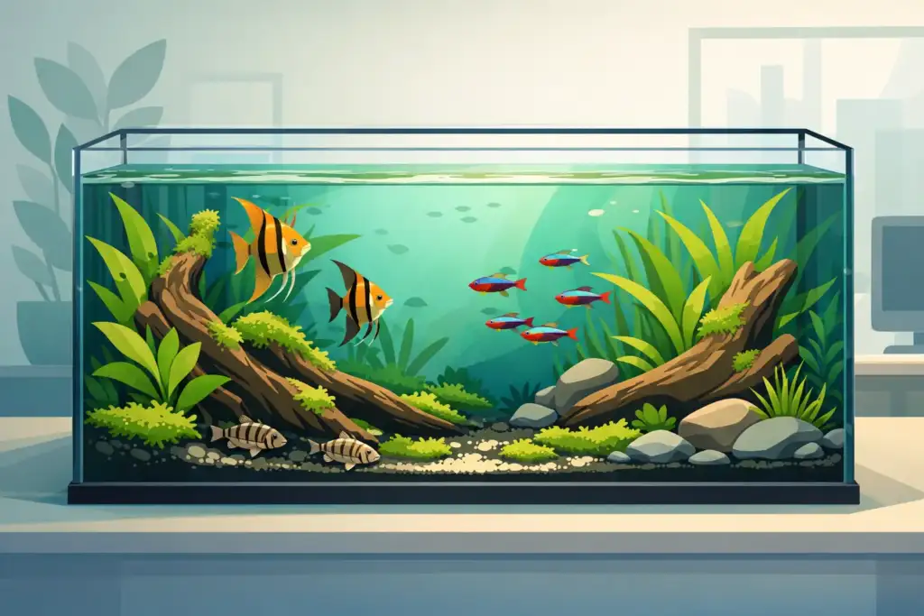 Exemplo de aquário amazónico completo