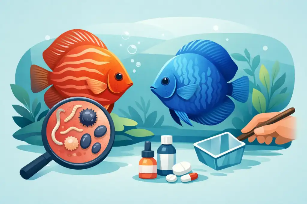 Parasitas internos em discus: sinais e ação