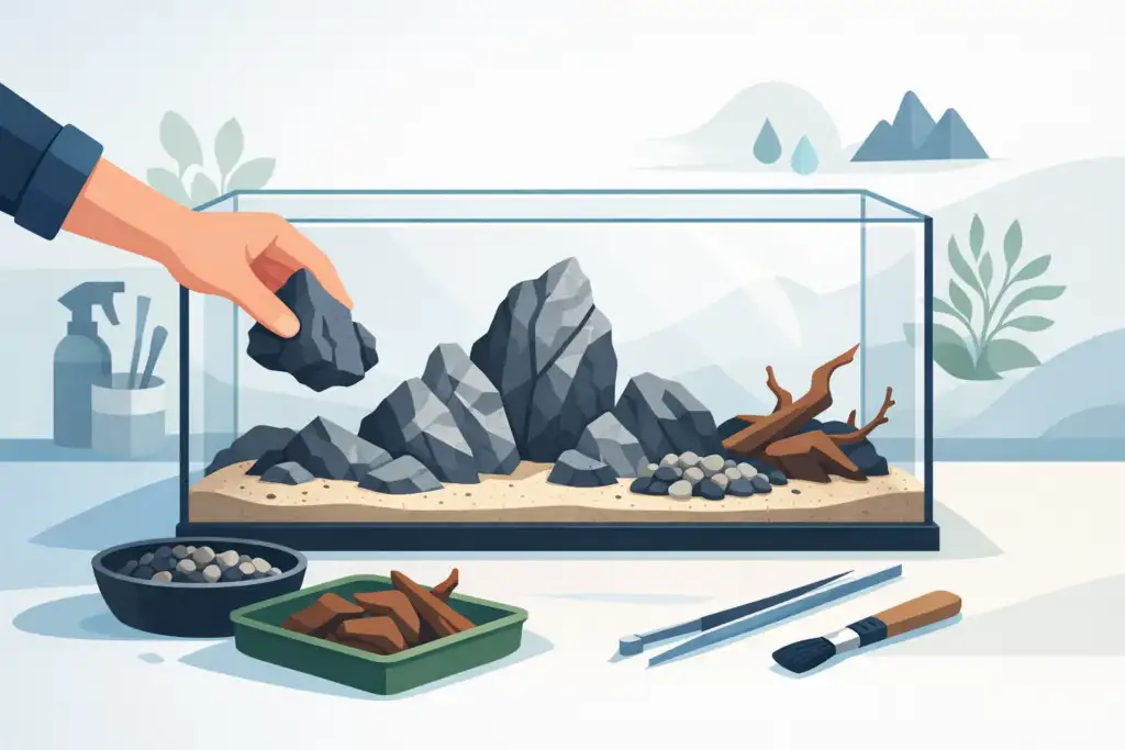 Como preparar o hardscape para um aquário
