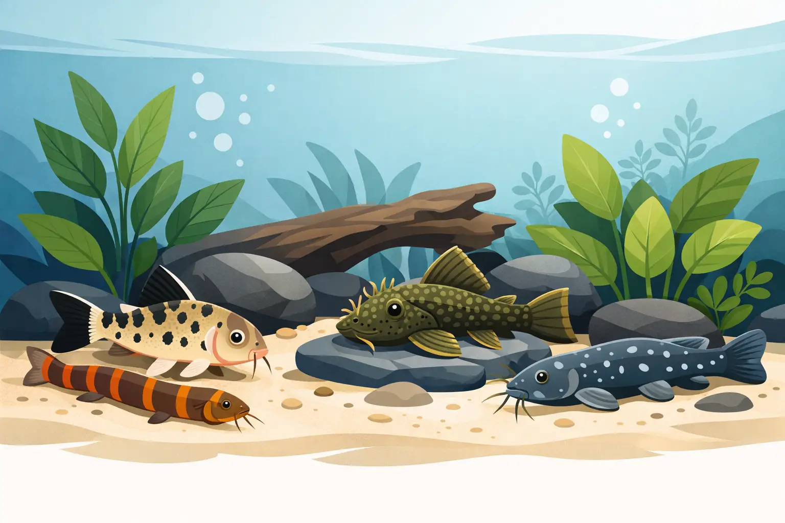 Peixes de fundo para aquário comunitário