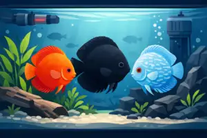 Porque os discus escurecem no aquário?