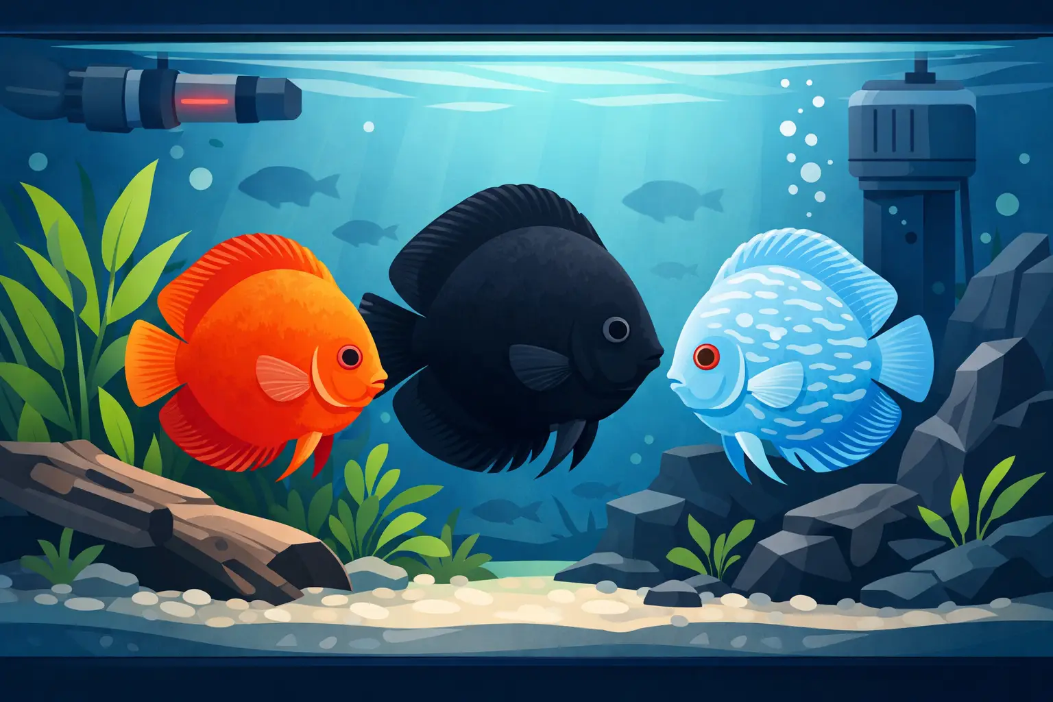 Porque os discus escurecem no aquário?