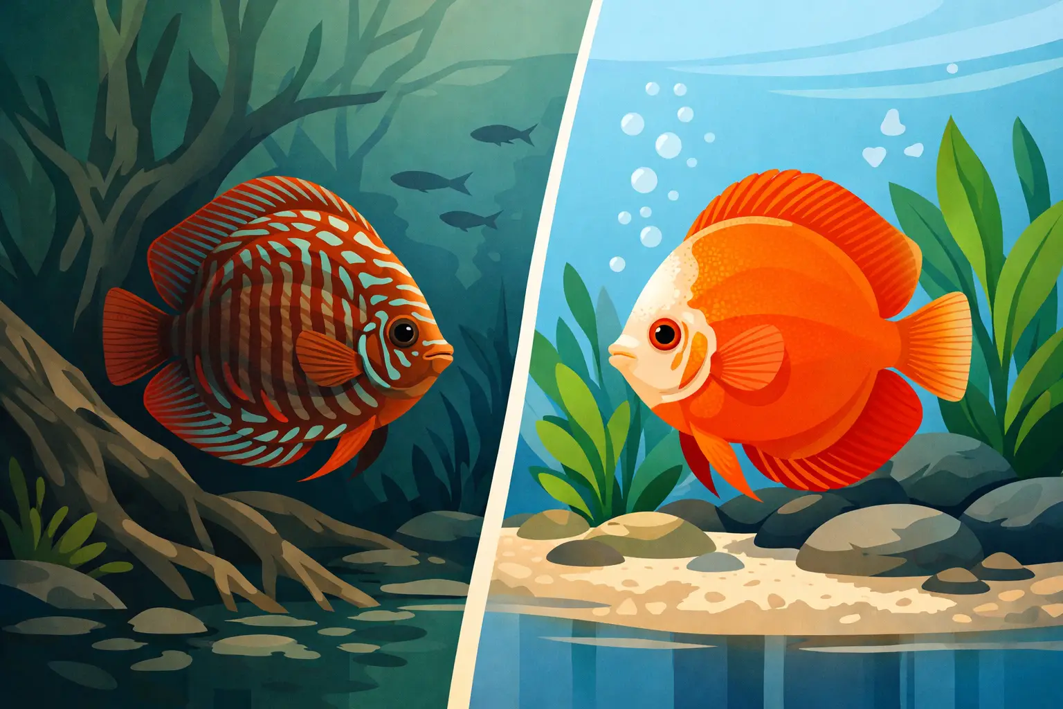 Diferença entre discus selvagens e de cativeiro